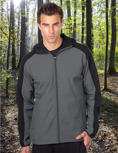 AFC Men's Soft Shell Jacket with Zip Up Hood Water Resistant Coat 2x 3x & 4x2