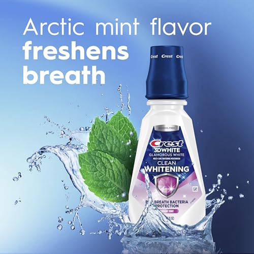 Crest 3D White Glamorous White Alcohol Free Multi-Care Whitening Mouthwash, Fresh Mint, 16 Fl Oz (473 ml), 1.07 Lb - image 6