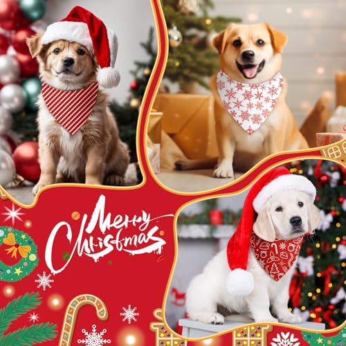Image of Abbylike 50 Pcs White and Red Dog Bandanas Bulk Polka Dots Stripes Snowflake Bandanas for Dog Triangle Kerchief Bibs Scarf for Pet Party Costume Photo Props Accessories, 25 Styles (25.6 x 17.7 x 17.7)