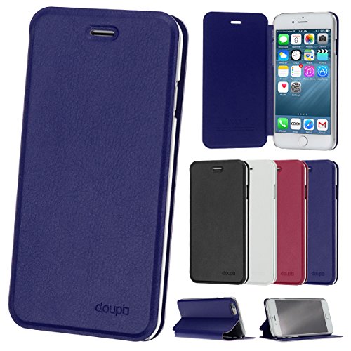 doupi Flip Cover for iPhone 6 / 6S (4.7 inch), Magnet Protective Flip Case Book Style Screen Protector Stand, dark blue