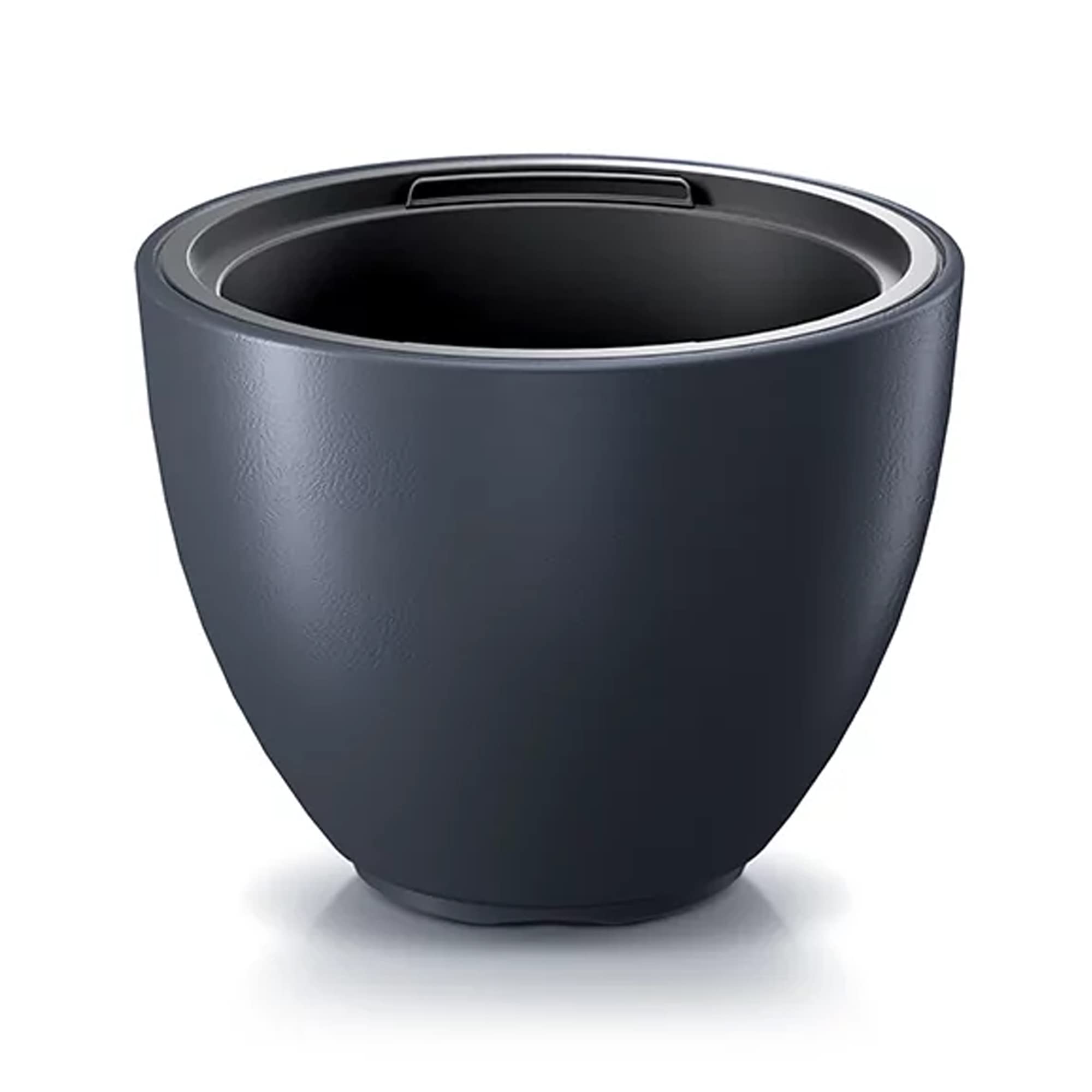 Prosperplast Black Heos Flower Pot Planter 2-In-1 Including Plant Pot Weather-Resistant For Indoor And Outdoor Use, Round Plastic (Diameter 395 Mm, Anthracite).