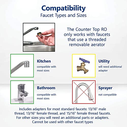 Chrome Faucet Diverter Valve (Includes adapter ring) Reverse Osmosis/Water Filters 3/8