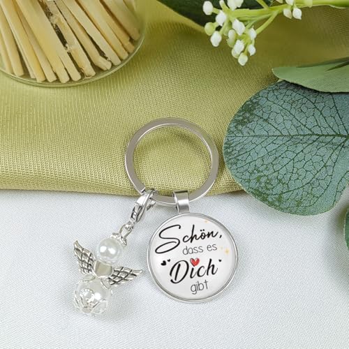 Happirra Geschenke für Frauen Freundin, Geburtstagsgeschenk für Frauen, Schutzengel Schlüsselanhänger Beste Freundin Geschenke, Kleine Weihnachtsgeschenke Frauen Freundin- Schön dass es Dich gibt