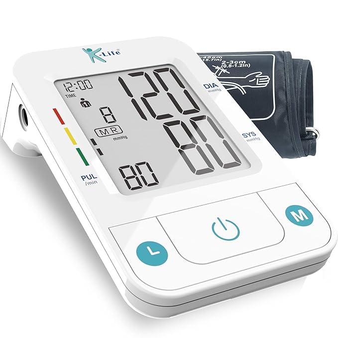 K-Life - Bpm-107 Fully Automatic Digital Electronic Blood Pressure Monitor - Portable Digital Blood Pressure Machine - Accurate Measurement Blood Pressure Monitor Digital Bp Moniter - White