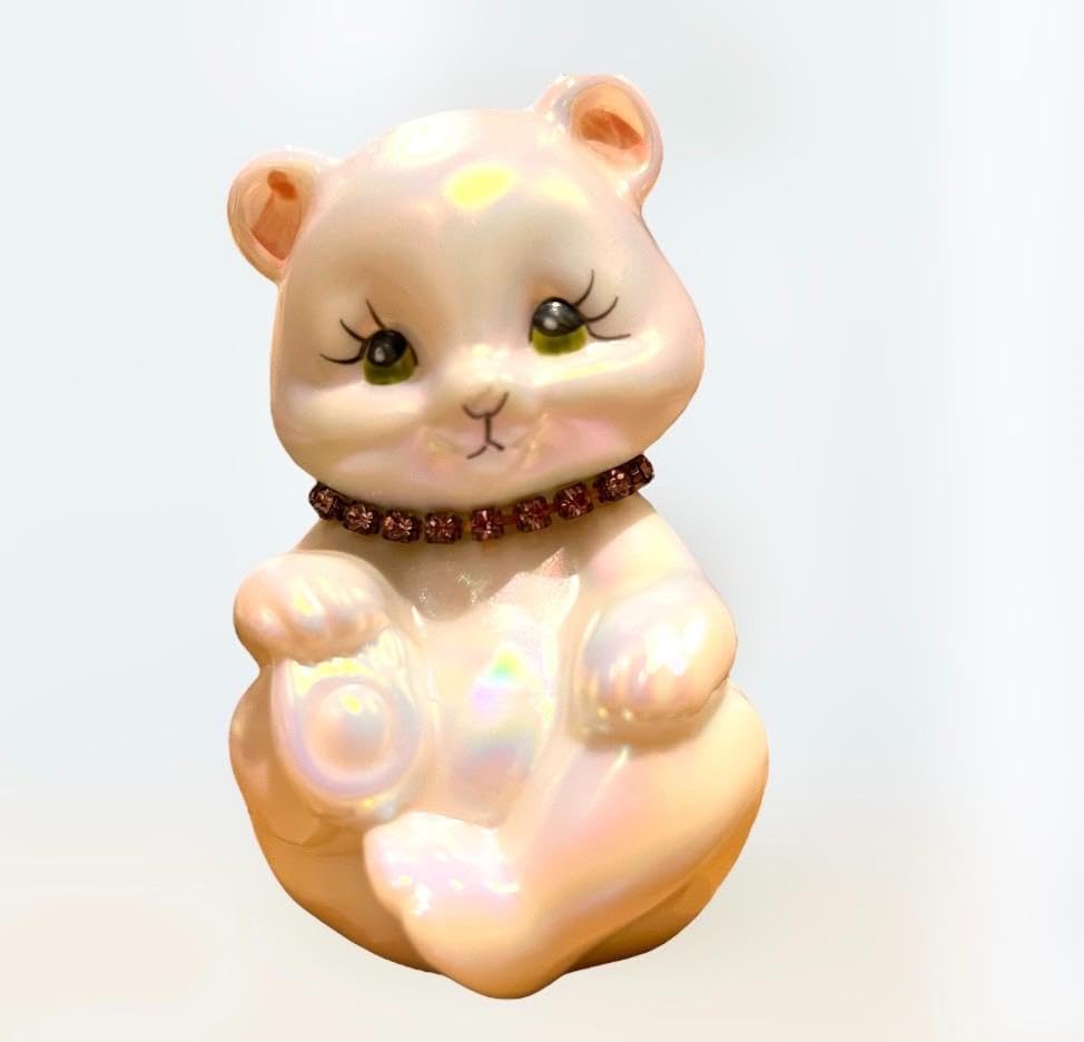 【フェントン】＜スワロースキーを身に着けた子ぐま＞　カーニバルガラス製 フェントン】＜スワロースキーを身に着けた子ぐま＞カーニバルガラス製