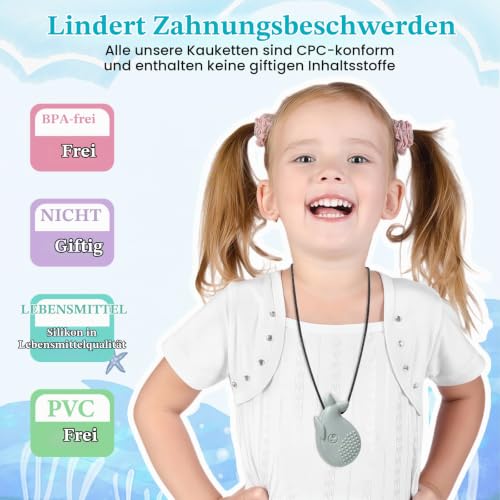 Kaukette für kinder 5er Set, Sensorische Kauketten, BPA-freies Silikon – Ansicht 6