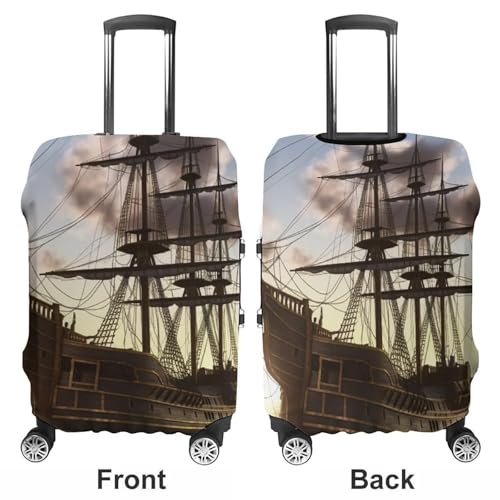 Pirate Ship Luggage Cover, Washable Elastic Suitcase Cover Protector Fit 18-32 Inch Luggage3