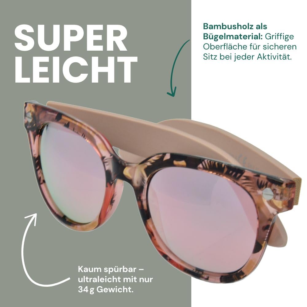 Gamswild WM1328 Sonnenbrille Bambus Modebrille Brille Damen Herren Unisex | rot-orange | grün | pink