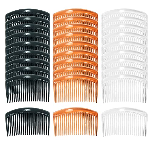 Cinaci 30 Pack Clear White Black Brown Plastic Hair Side Combs Slide Bun Holder With 23 Teeth Diy Headpieces Clips Grips Barrettes Accessories For Women Brides Veil (Mix) #TOP6