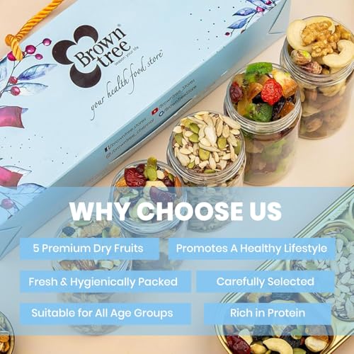 Image of Browntree Five Star 5P - 420g | Premium Mixed Fruit, Special Dry Fruit Mix, Omega Mix, Nut Berry Mix & Health Mix | Ready-to-Eat Nutri Snack Combo Pack | Festive Dry Fruit & Nut Combo | Corporate Gifting & Family Celebrations