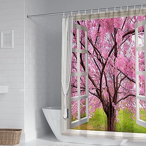 Rideau de douche polyester KnSam 180x200 lavable anti-moisissure sakura