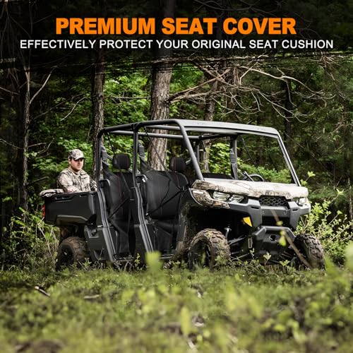 Image of BORDAN UTV Seat Cover for Can Am Defender MAX 2018-2024 /MAX DPS 2017-2024, Heavy Duty 1680D Waterproof Full Protection Outdoor Seat Cover Set(14 PCS)