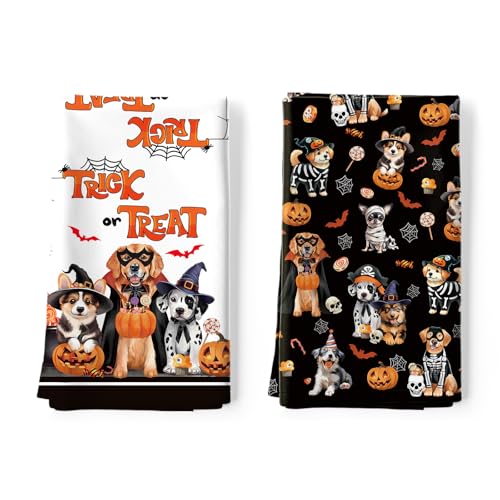 Arquiel Halloween Hund Geschirrtücher 100% Baumwolle 2er-Set 48 x 70 cm – Ansicht 1