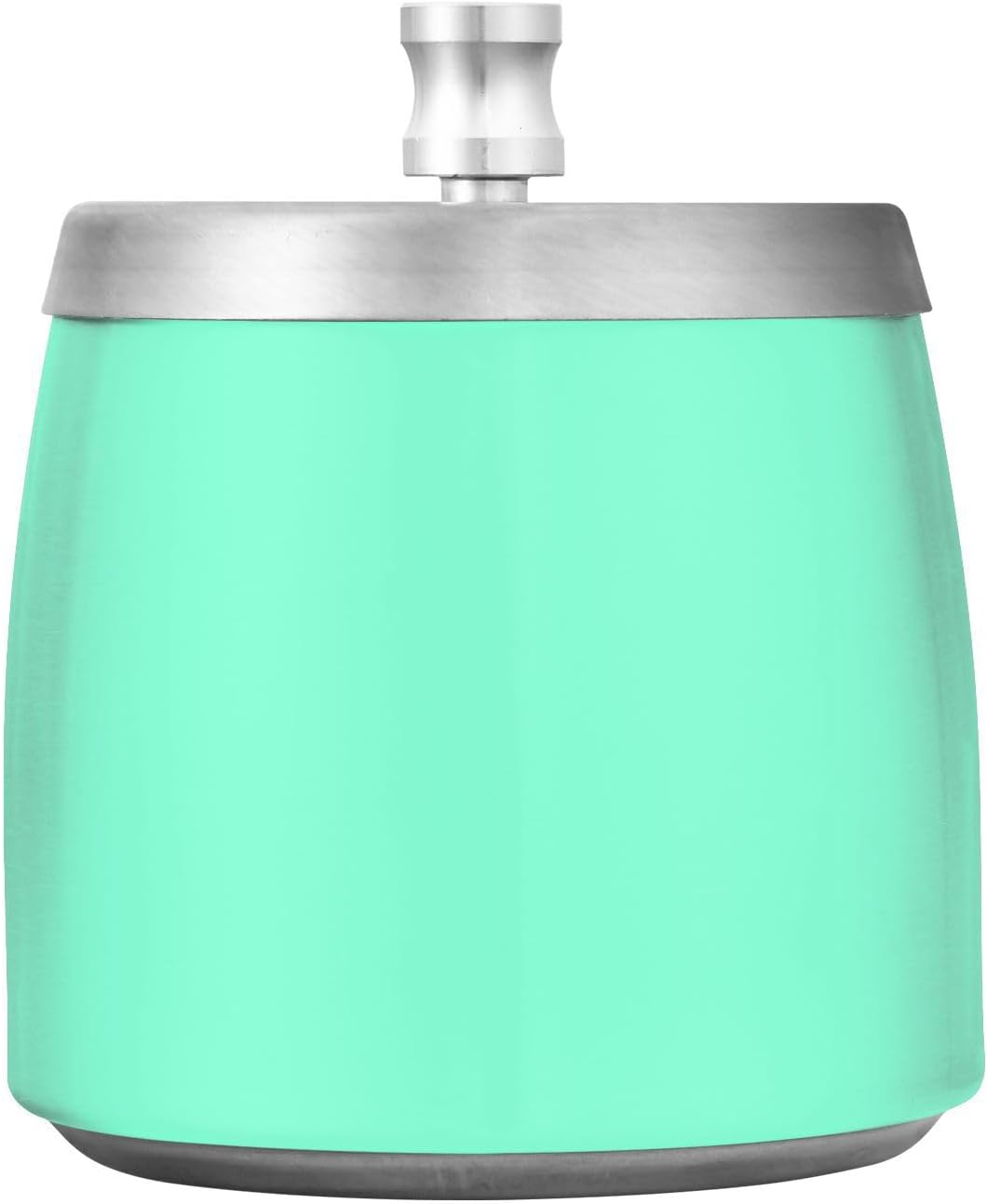Aqua Marine Solid Color Pure Plain Stainless Steel Big Ashtrays with Lid for Home Office Outdoor Balcony, Smokeless Odorless Covered Ashtray Bucket for Cigarette Smokers