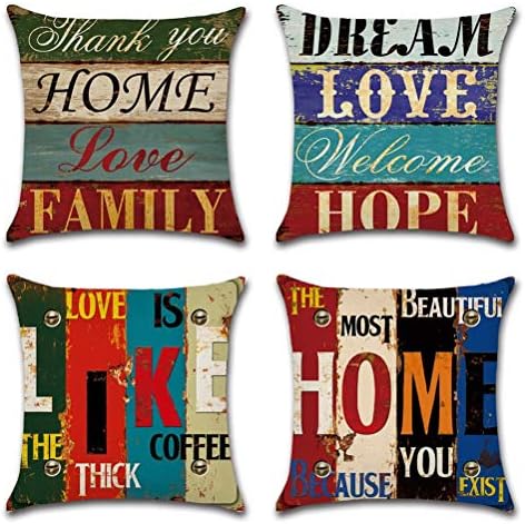 LucaSng Green Cushion cover Retro Pillowcase forest deer and farmhouse pillows/Christmas cushion cover home decorative pillow cover Wooden house pattern cushions deer 45x45cm set of 4