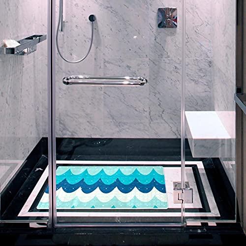 Tapis de bain bleu 40x70 cm antidérapant à ventouses pour la douche - 6