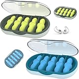 👂【Tapones para Oídos Set】Hay 10 pares de tapones para los oídos con aislamiento de sonido, en dos colores, azul y verde, con exquisitas cajas de empaque separadas, 5 pares en cada caja y dos fundas de silicona para tapones para oídos con cajas pequeñas separadas. Estos son adecuados para un uso prolongado sin causar presión, dolor, irritación o picazón.