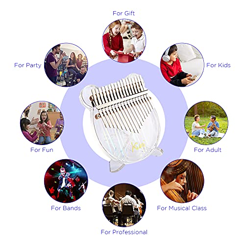 Regenbogen Kalimba 17 Tasten Daumen Klavier Transparent Acryl Mbira Holz Finger Klavier, Musikinstrument Geschenke für… - Image 8