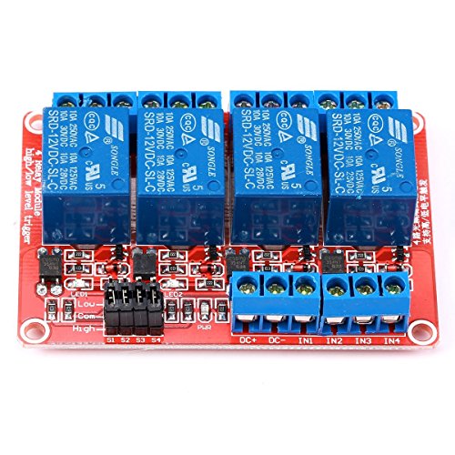 GEREE 4-Channel Relay Module DC 12V with Optocoupler H/L Level Triger for Arduino