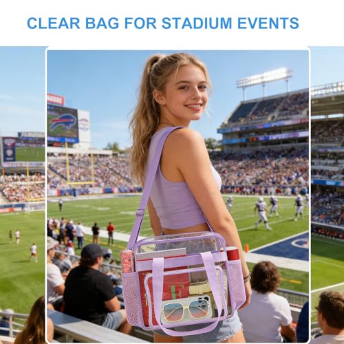 Image of Busiuw Clear Bag for Stadium Events, Stadium Approved 12x12x6 Clear Tote Bag for Sport Fan, Work Concert Travel