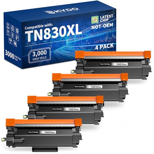 Image of Skydo TN830XL Black High Yield Printer Compatible Toner Cartridge for TN830 TN-830 TN 830 XL Work for DCP-L2640DW HL-L2460DW HL-L2480DW MFC-L2820DW HL-L2400D HL-L2405W Printers (Black,4 Pack)