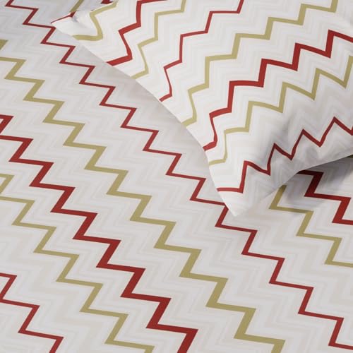 Image of HUESLAND by Ahmedabad Cotton 144 TC Cotton Elastic Fitted Bedsheet King Size with 2 Pillow Covers | 72 x 78 inches