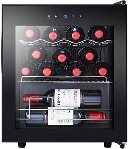 STAIGIS Mini Wine Fridge Freestanding, Wine Cooler Refrigerator 15 Bottle w/Digital Control, Countertop Mini Fridge for Red & White, Glass Door