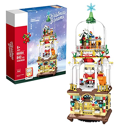 Preisvergleich Produktbild TARS Weihnachtsbaukasten 845 Stück Verknüpfbare Weihnachtsserie Weihnachtsspielzeuggeschenk Exklusives Bausteinmodell mit Licht kompatibel mit Lego Creator