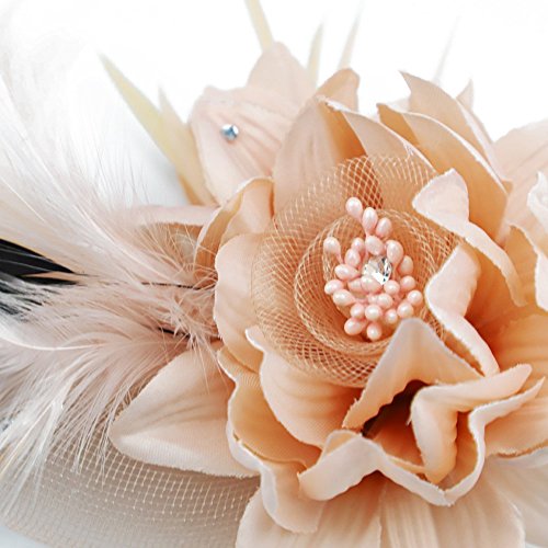 Actlati Fascinator Hat For Women Flower Mesh Feathers Hair Clip Tea Party Wedding Cocktail 20S Flapper Headpiece #TOP4