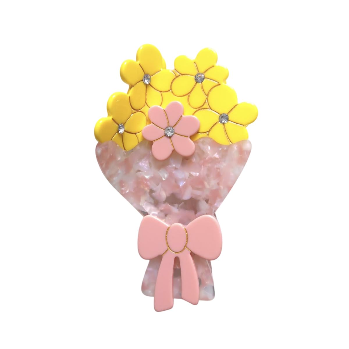 Flower Bouquet Hair Clips,Fantasy Acetate Hair Clip,Flower Claw Clips for Women,Yellow