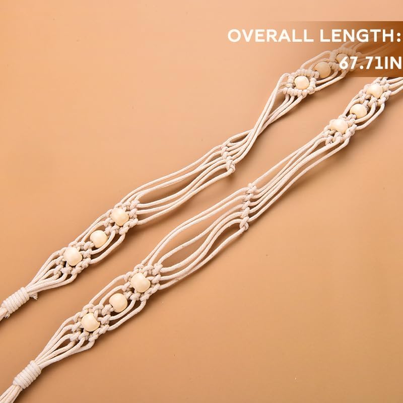 Vintage Western Belts Braided Woven Rope Belt with Tassel Boho Beaded Tie Belt Waistband for Womens Dress Jeans4