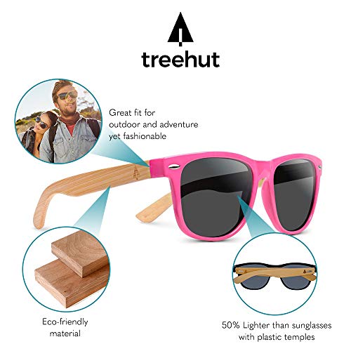 TREEHUT Ebony Stylish Wood Frame Sunglasses - Temples Classic Retro Square Wood Lightweight Sunglasses - Perfect for Fishing Driving Walking Usage - Bamboo Yellow3