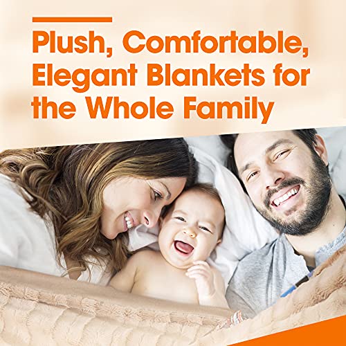Cheer Collection Faux Fur Blanket, Luxurious Blanket For Couch, Throw Blanket, 60" X 50" Inches, Sand #TOP4