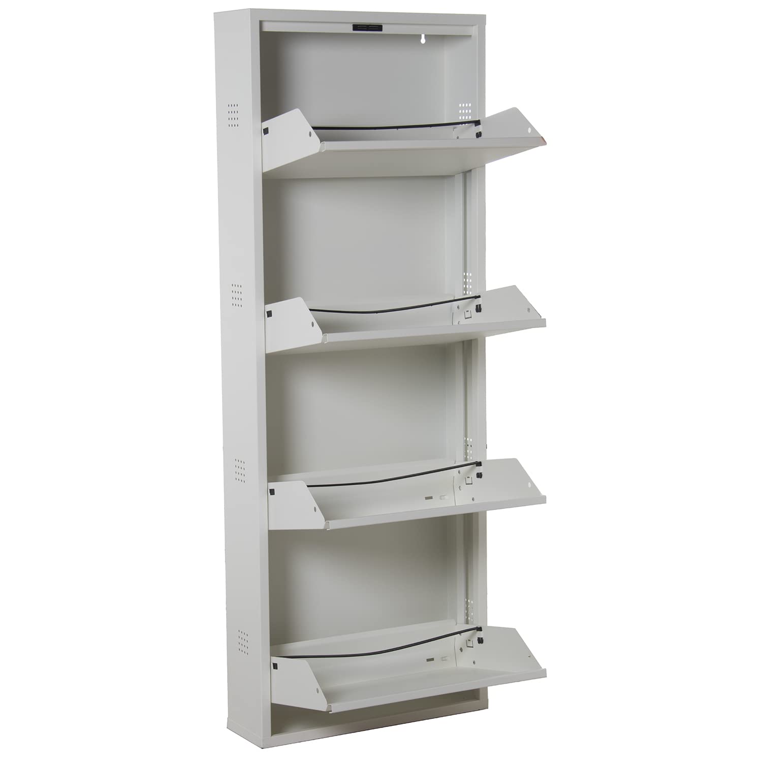Meuble à chaussures 4 tiroirs DRW blanc en métal 50 x 15 x 136 cm