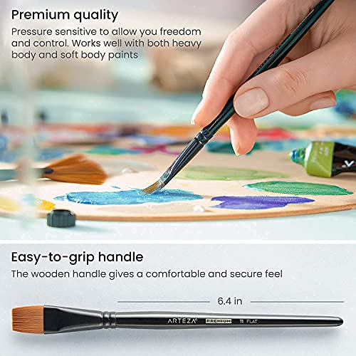 Arteza Paint Brushes Set Of 12 And Acrylic Paint Set Of 60 Colors Bundle, Painting Art Supplies For Artist, Hobby Painters & Beginners #TOP7