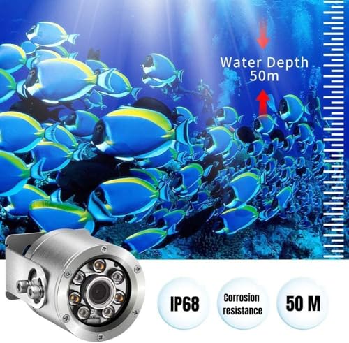 Barlus Unterwasserkamera POE 5MP CMOS Objektiv 100° Weitwinkel Meer Edelstahl mit Fülllicht IP68 Wasserdicht Kamera für 24/7 Koiteich mit 9,8 m Kabel