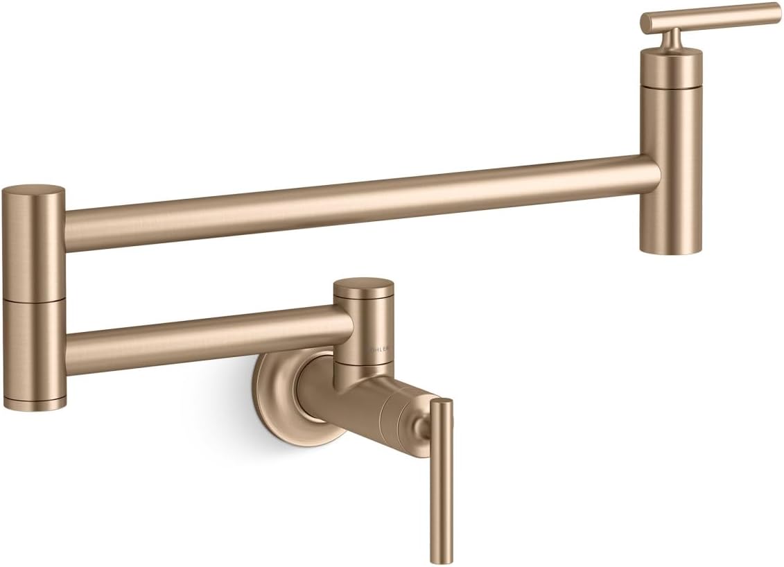 KOHLER 35745-BV Contemporary Style Wall-Mount Pot Filler Kitchen Faucets, Vibrant Brushed Bronze