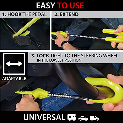 image for KRASER KR835 Steering Wheel Lock Pedal Lock, Adjustable, Visible and D