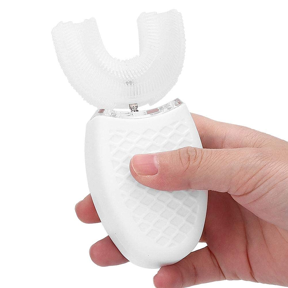 U-Shaped Sonic Toothbrush - Automatic Cleaning with Food Grade Silicone Brush Head for Adults (White)