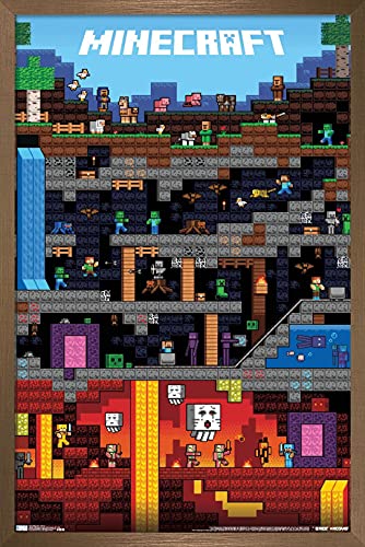 Trends International Minecraft - Worldly Wall Poster, 14.725" x 22.375", Bronze Framed Version