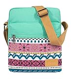 Leaper Canvas Organizer Messenger Bag Crossbody Purse Set Water Blue 8864-2