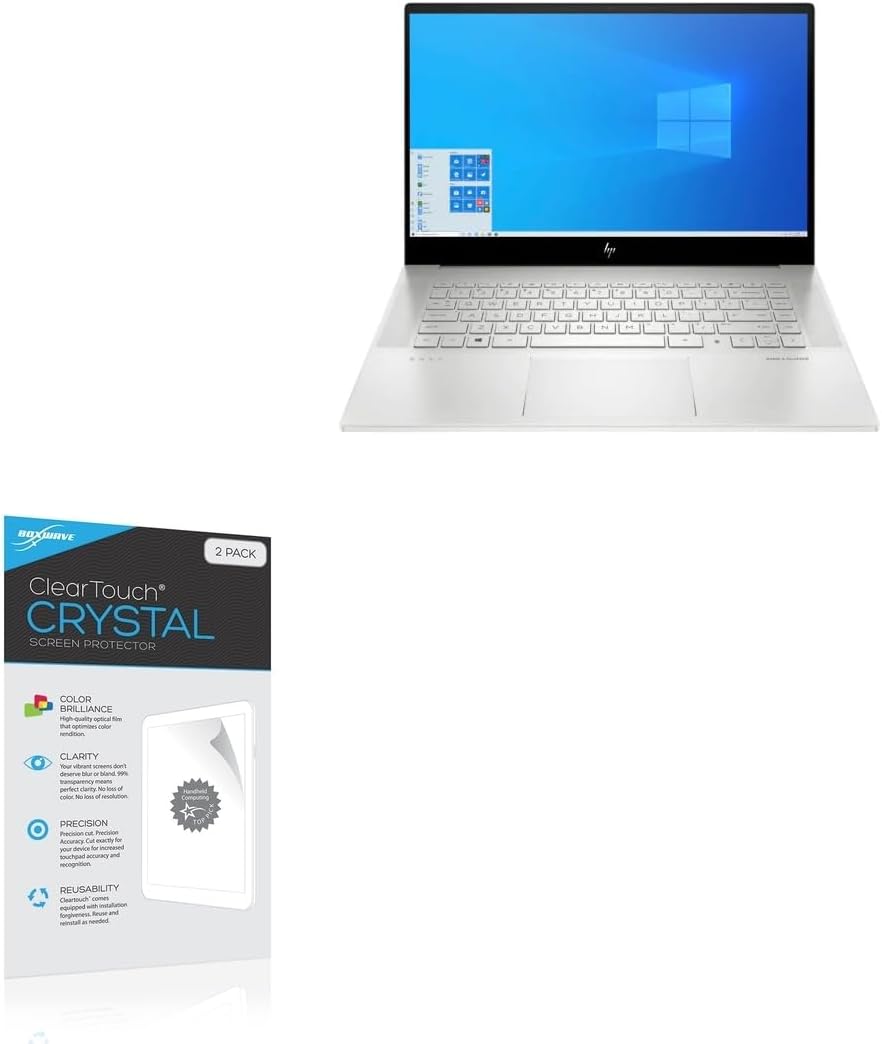 BoxWave Screen Protector Compatible with HP Envy Laptop - 15-ep0098nr - ClearTouch Crystal (2-Pack), HD Film Skin - Shields from Scratches