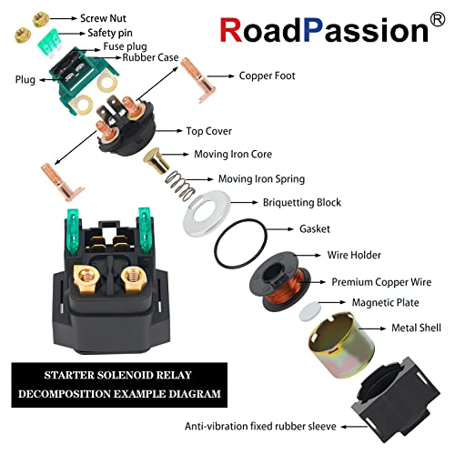 Road Passion 240-54045 Starter Solenoid Relay Replacement for 1993-2014 Yamaha Motorcycle FZ6 GTS1000A Road Star EX650 RF600R Venture Tour Deluxe Boulevard XVZ1600AT XV17A XV17AM 4BH-81940-00-00