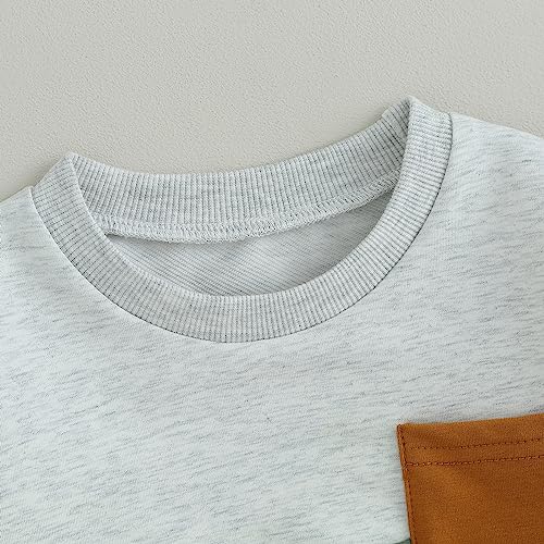 Toddler Baby Boy Fall Outfit Contrast Color Sweatshirt Tops with Elastic Waist Pants Cute Infant Newborn Winter Clothes4