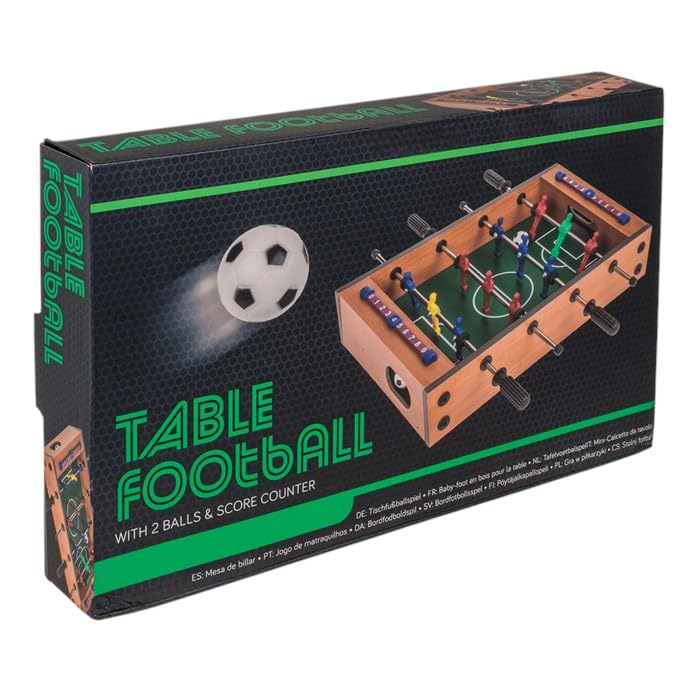 Tavolo da calcio balilla in legno, 33 x 21 cm, con 2 palline e contatore punteggio