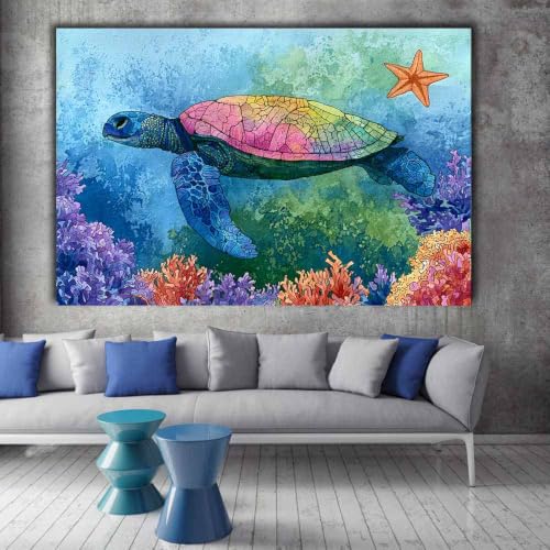 Toile tortue de mer multicolore PUQAAEO impression haute définition 40x60