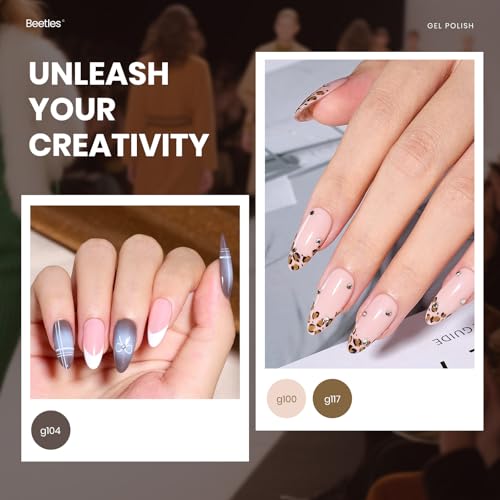 Image of Beetles Retro Gel Nail Polish Set - Catwalk Tonal Hues 25 Colors UV Gel Polish Set, Brown Nude Blue Green Glitter with Base Glossy Matte Top Coat Soak Off UV LED Manicure Gift for Women