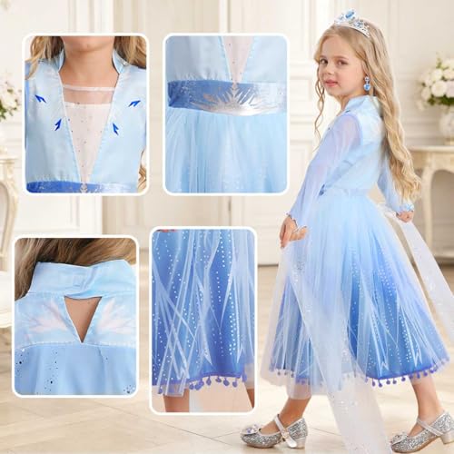 Disfraz de Princesa para Niñas 6-7 Años Azul con Accesorios miniatura 4