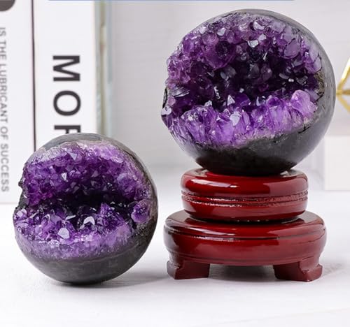 Améthyste geode crystal ball avec socle quartz sphere 60-65mm