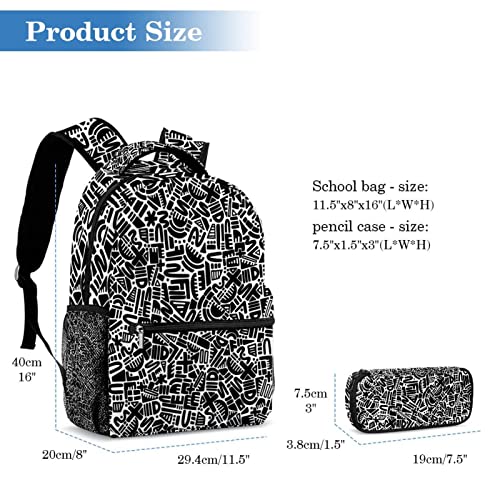 Sac à dos géométrique grande capacité avec trousse multicolore - 2